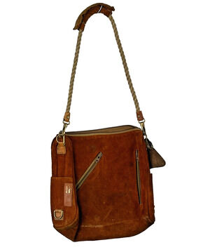Hartmann Luggage Nautical Rope Brown Suede Leather Bag Crossbody Large Vintage
